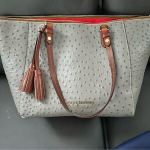 Dooney & Bourke Gray and Brown Tote with Leather Accents